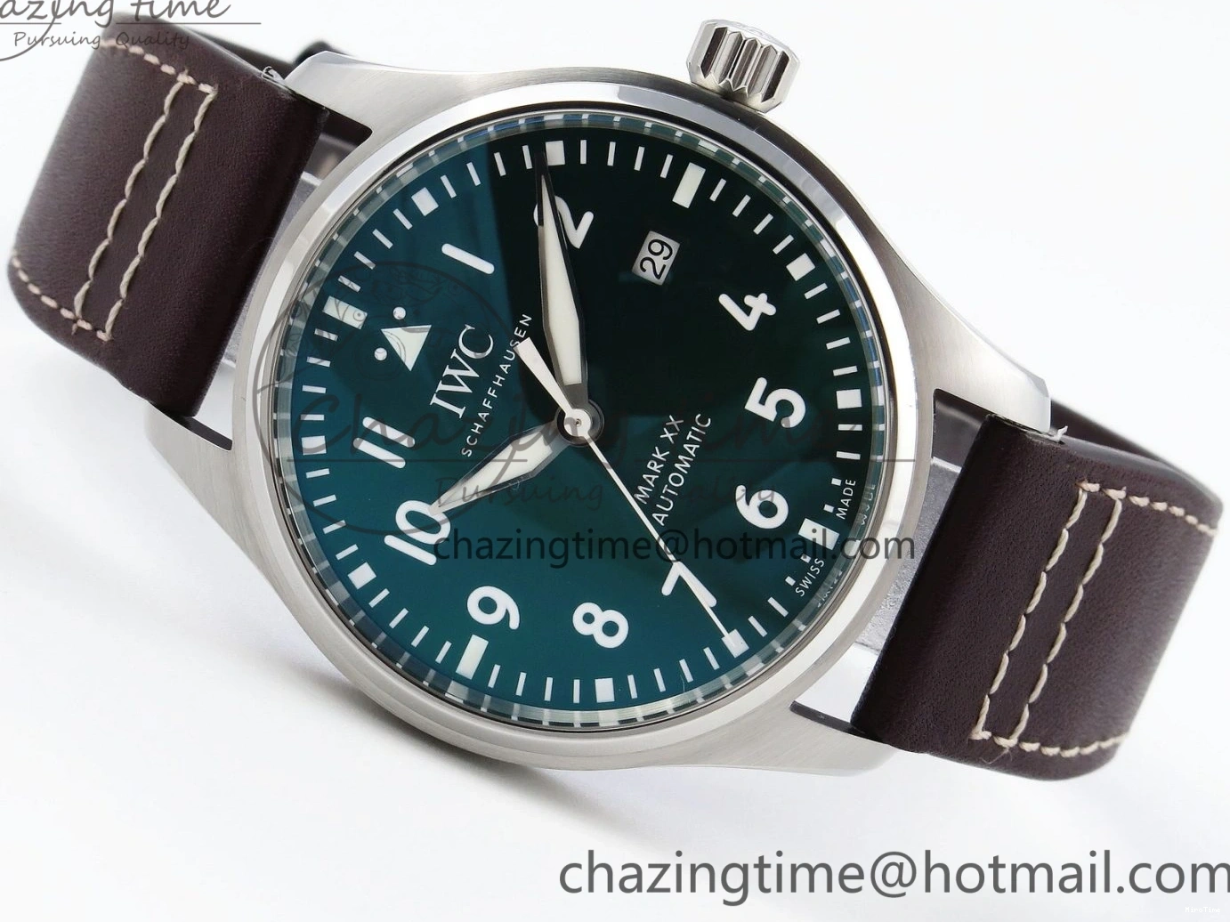 MIROTIME 0127 Pilot Mark XX IW328205 ZF 1:1 Best Edition Green Dial on Brown Leather Strap A UrbanStyle 7029